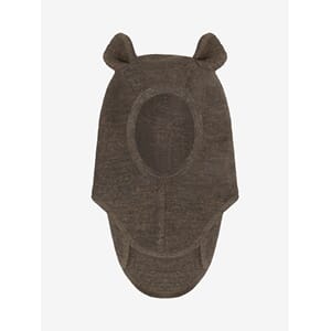 Balaclava Ears Wool Rib brown mel - Huttelihut