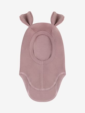 Balaclava Ears Wool Rib woodrose - Huttelihut