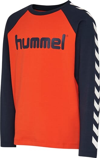 Boys T-Shirt L/S black iris/tangerine tango - Hummel