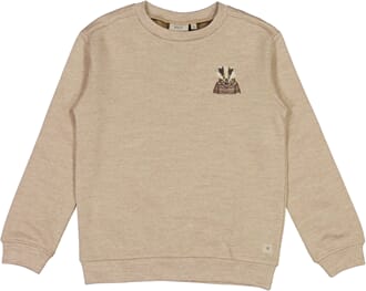 Wool Sweatshirt Badger embroidery khaki melange - Wheat