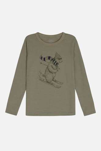 Abba T-shirt ull/bambus bjørn khaki - Hust & Claire