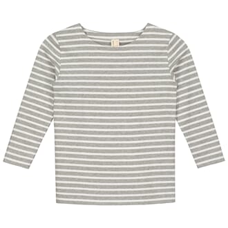 L/S Striped Tee Grey Melange/White - Gray Label