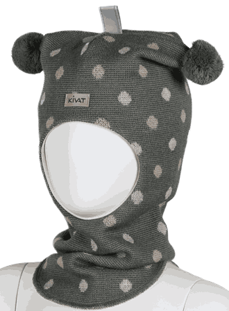 Wool hood dots leaf green - Kivat