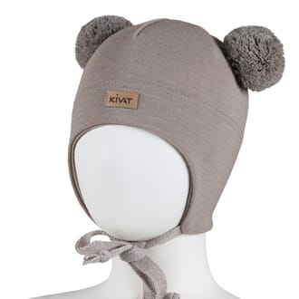 Windproof hat silkwool big poms beige - Kivat