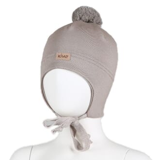 Windproof hat silkwool one bobble beige - Kivat