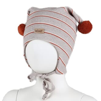Striped windproof hat beige/rust - Kivat
