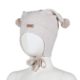 Striped windproof hat light beige/white - Kivat