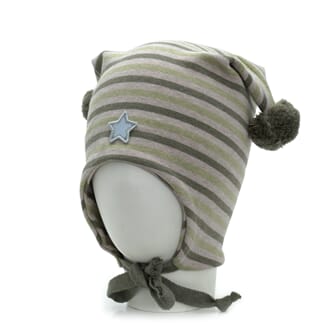 Striped windproof hat star beige/grey/green - Kivat