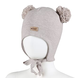 Windproof hat big poms beige - Kivat