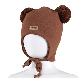 Windproof hat big poms camel - Kivat