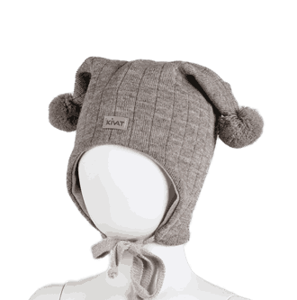 Wool hat ribbed beige undyed - Kivat
