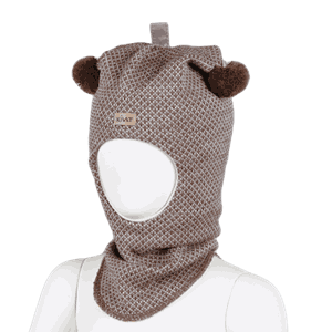 Hood with loop knit light grey/camel - Kivat
