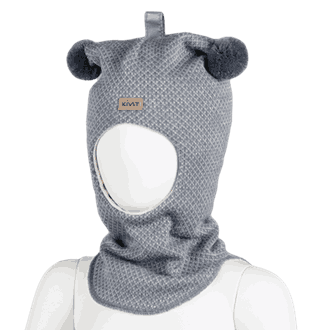 Hood with loop knit light grey/pigeon blue - Kivat