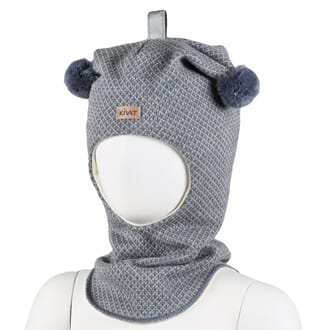 Hood with loop knit  nature undyed/pigeon blue - Kivat