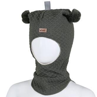 Wool hood structural knit leaf green - Kivat