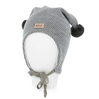Hat with loop knit and offwhite/olive green - Kivat