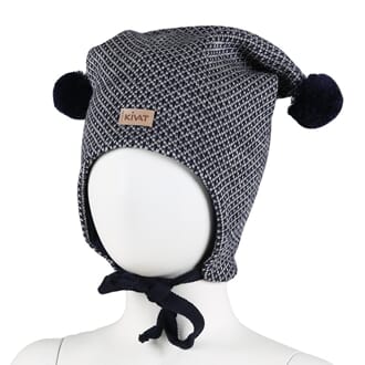Hat with loop knit  offwhite melange/navy - Kivat