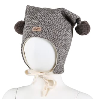 Hat with loop knit nature undyed/brown undyed - Kivat