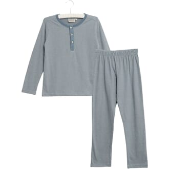 Boy Pajamas Rib LS dusty blue - Wheat