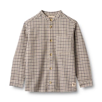 Shirt L/S Willum blue check - Wheat