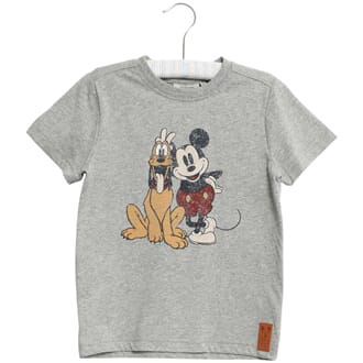 T-Shirt Mickey And Pluto melange grey - Wheat