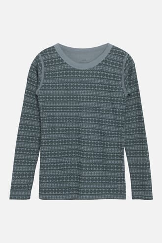 Abba genser ull/bambus jacquard green - Hust & Claire