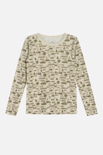 Abba T-shirt ull/bambus kjøretøy wheat - Hust & Claire