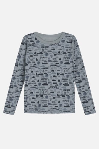 Abba T-shirt ull/bambus kjøretøy blue - Hust & Claire