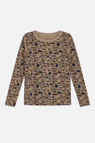 Abba T-shirt ull/bambus kjøretøy biscuit  - Hust & Claire