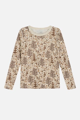 Abba T-shirt ull/bambus skogsdyr wheat  - Hust & Claire