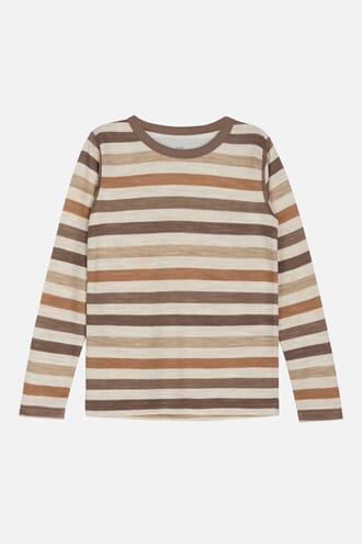 Abba T-shirt ull/bambus striper coffee - Hust & Claire