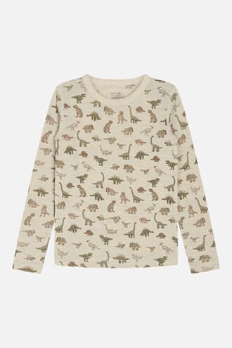 Alfi T-shirt ull/silke dinosaurer wheat  - Hust & Claire