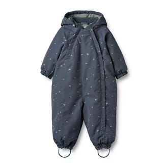 Snowsuit Adi greyblue letters - Wheat