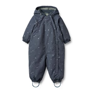 Snowsuit Adi greyblue letters - Wheat