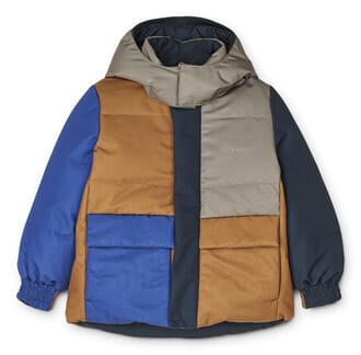 Paloma puffer jacket colour block surf blue  - Liewood
