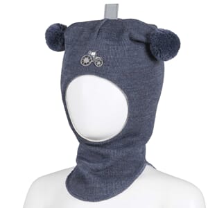 Wool hood Tractor blue melange - Kivat