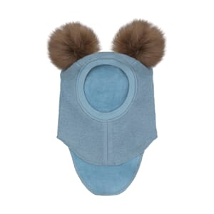 Balaclava Wool Alpaca Pompoms blue - Huttelihut