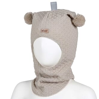 Wool hood Kivat logo structural knit latte - Kivat