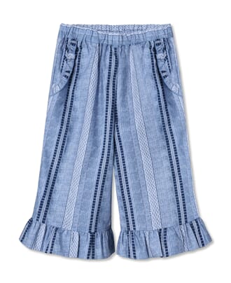 Amie Ruffle Pant navy - Fliink