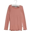 Rib T-Shirt Lace LS soft peach rose - Wheat