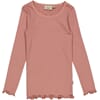 Rib T-Shirt Lace LS rose cheeks - Wheat