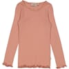 Rib T-Shirt Lace LS cameo brown - Wheat