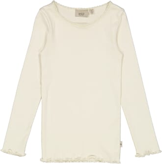 Rib T-Shirt Lace LS eggshell - Wheat