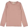 Rib T-Shirt Lace LS powder brown - Wheat