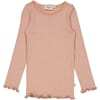 Rib T-Shirt Lace LS rose dawn - Wheat