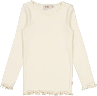 Rib T-Shirt Lace LS eggshell - Wheat