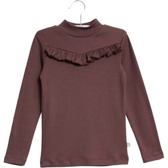 T-Shirt Rib Ruffle soft eggplant - Wheat