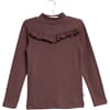 T-Shirt Rib Ruffle soft eggplant - Wheat
