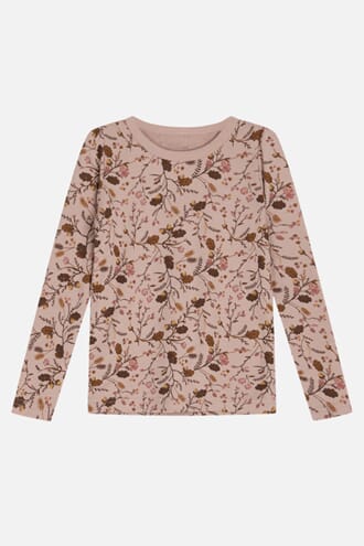 Abbelin T-shirt ull/bambus blomster rose - Hust & Claire