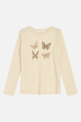 Abba T-shirt ull/bambus sommerfugl ecru - Hust & Claire